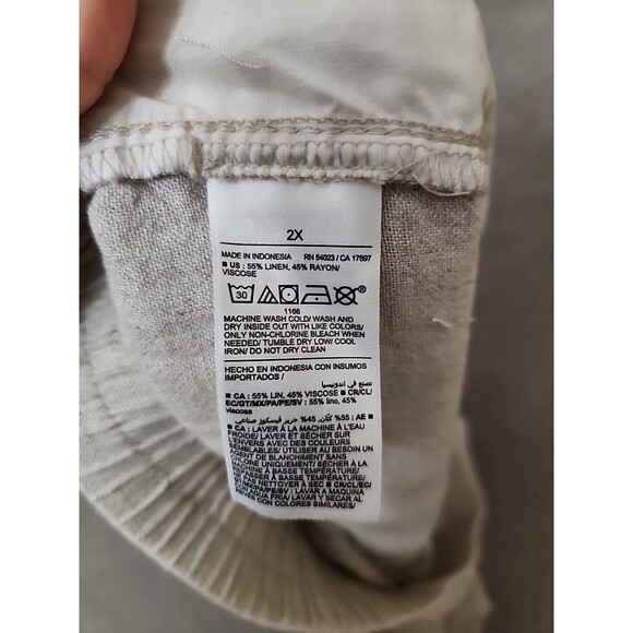 Old Navy Linen-Blend Wide-Leg Pants Womens 2X Natural Elastic Waist Beach NEW - Picture 10 of 11